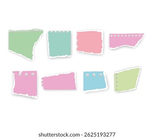 Colorful torn paper notes for reminders and messages