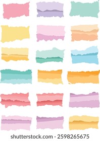 Colorful Torn Paper Pieces Vector Illustration on White Background