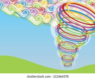 Colorful Tornado with a Windy Sky