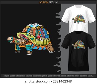Colorful tortoise turtle mandala arts isolated on black and white t shirt. svg
