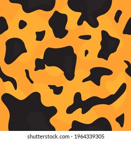 Colorful tortoiseshell seamless pattern design. Black orange texture wallpaper. Tortoise shell close up background for apparel, jewelry. Modern animal print, minimalist style. Vector flat illustration