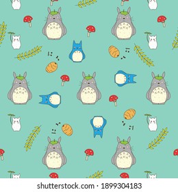Diseño colorido del patrón Totoro  Fondo  impresión  decoración