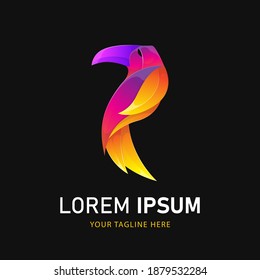 Colorful Toucan Bird Logo. Gradient Style Logo template