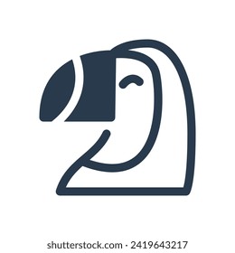 Colorful Toucan in Tropical Jungle Vector Icon Illustration