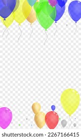 Vector transparente de fondo de juguete colorido. Marco del Aniversario del Balón. Ceremonia Púrpura. Globo brillante. Cartel del Festival Aéreo.