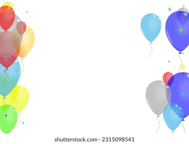 Vector blanco de fondo de juguete colorido. Fondo del Helio Presente. Gráfico amarillo. Flying Brillante. Tarjeta de cumpleaños de aire.