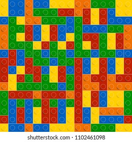 Colorful toy bricks background. Seamless vector pattern