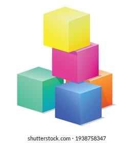 Colorful toy cubes icon. Cartoon of Colorful toy cubes vector icon for web design isolated on white background