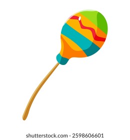 A colorful toy with a green stripe and red stripe