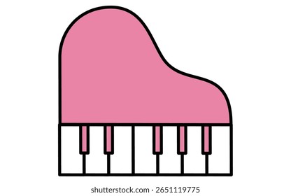 Colorful toy piano isometric line art illustration, simple design with miniature keys and playful shape for children and educational content, Vector Illustration