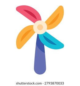 Colorful toy pinwheel windmill vector icon for summer design
