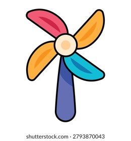 Colorful toy pinwheel windmill vector icon for summer design
