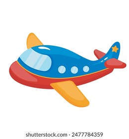 Colorful toy plane. Vector children toy. Airplane. Flat illustration on white background.