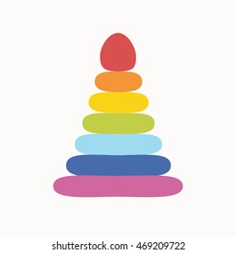 Colorful toy pyramid isolated illustration. Vector pyramid baby toy icon made in flat style.