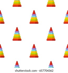 Colorful toy pyramid pattern seamless background in flat style repeat vector illustration
