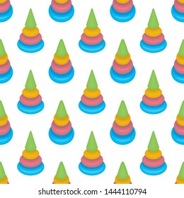 Colorful toy pyramids seamless vector background. Pattern for children projects. Part of set.
