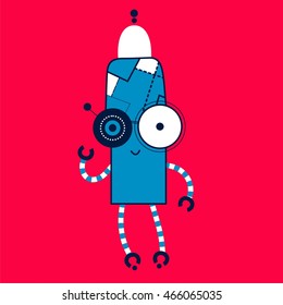 Colorful Toy robot. Vector character. Cartoon colorful illustration , T-shirt design for kids vector illustration