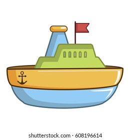 Colorful toy ship icon. Cartoon illustration of colorful toy ship vector icon for web