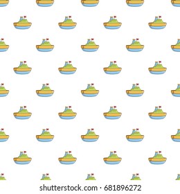 Colorful toy ship pattern seamless repeat in cartoon style vector illustration