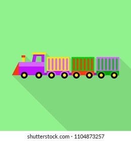 Colorful toy train icon. Flat illustration of colorful toy train vector icon for web design
