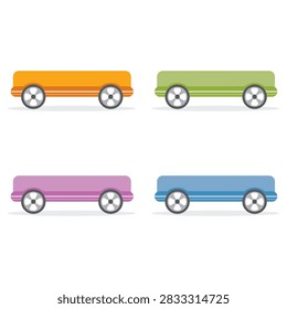 Colorful Toy Train Wagons Vector Set, Flat Design Carts Collection