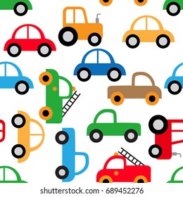 Colorful toy vehicles seamless pattern for fabric pattern designs