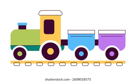 Colorful tractor with trailers. Educational game for children. Vector illustration. Bright colors. Cute funny toy for kids. Flat style design. Simple shapes.