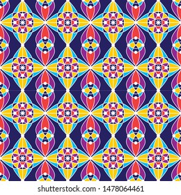 Colorful Tradition Seamless Pattern Background Vector Illustration