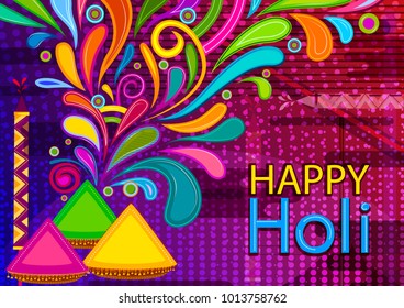 Colorful Traditional Holi background for festival of colors of India in vector