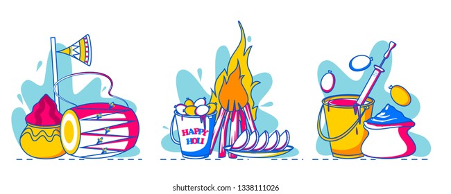 Colorful Traditional Holi background for festival of colors of India in vector