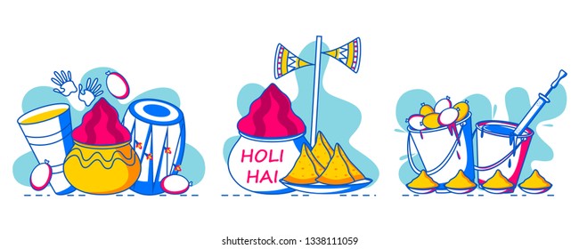 Colorful Traditional Holi background for festival of colors of India in vector