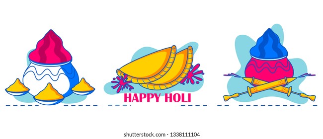 Colorful Traditional Holi background for festival of colors of India in vector