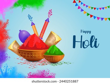 Colorful Traditional Holi background for festival of colors of India in vector