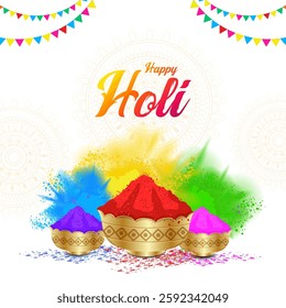 Colorful Traditional Holi background for festival of colors of India in vector