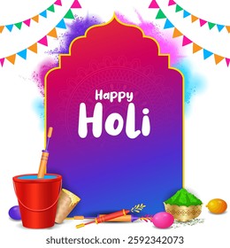 Colorful Traditional Holi background for festival of colors of India in vector