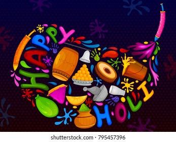 Colorful Traditional Holi background for festival of colors of India in vector