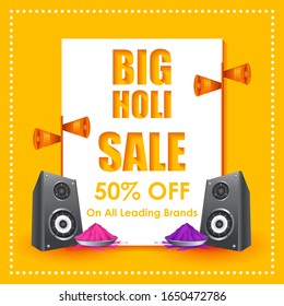 Colorful Traditional Holi Shopping Discount Offer Advertisement  background for festival of colors of India in vector