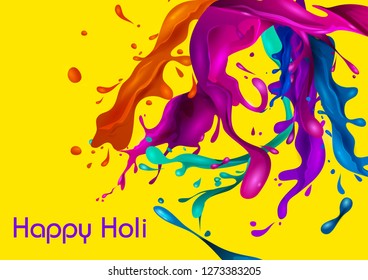 Colorful Traditional Holi splash background for festival of colors of India in vector