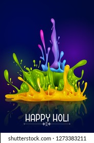 Colorful Traditional Holi splash background for festival of colors of India in vector