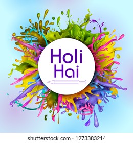 Colorful Traditional Holi splash background for festival of colors of India in vector
