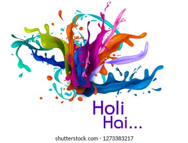 Colorful Traditional Holi splash background for festival of colors of India in vector