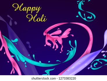 Colorful Traditional Holi splash background for festival of colors of India in vector