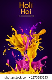 Colorful Traditional Holi splash background for festival of colors of India in vector