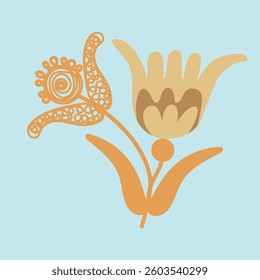 Colorful traditional Suzani patterns inspired by folk art. Graceful floral motifs with elements of hand embroidery in vibrant hues. Elegant design for textiles and home decor