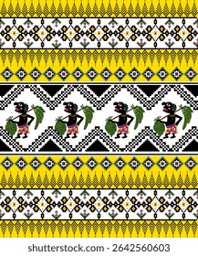 Colorful traditional textile pattern design.