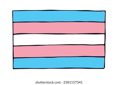 Colorful Transgender pride flag Happy pride day LGBTQ community Pride Month Vector hand drawn doodle for posters, stickers, logo, cards