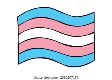 Colorful Transgender pride flag Happy pride day LGBTQ community Pride Month Vector hand drawn doodle for posters, stickers, logo, cards