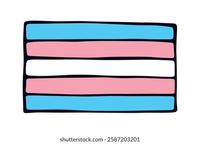 Colorful Transgender pride flag Happy pride day LGBTQ community Pride Month Vector hand drawn doodle for posters, stickers, logo, cards