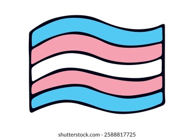 Colorful Transgender pride flag Happy pride day LGBTQ community Pride Month Vector hand drawn doodle for posters, stickers, logo, cards