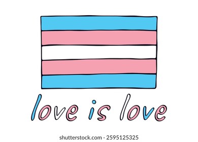 Colorful Transgender pride flag Happy pride day LGBTQ community Pride Month Vector hand drawn doodle for posters, stickers, logo, cards